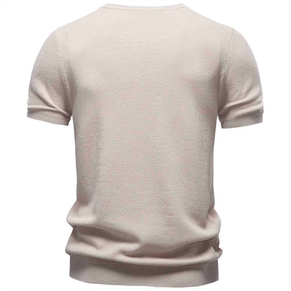 Textured Cotton Crew Neck Tee