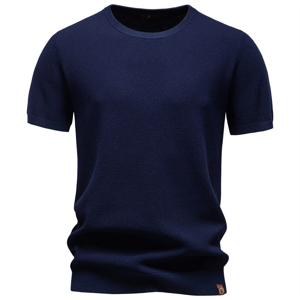 Textured Cotton Crew Neck Tee