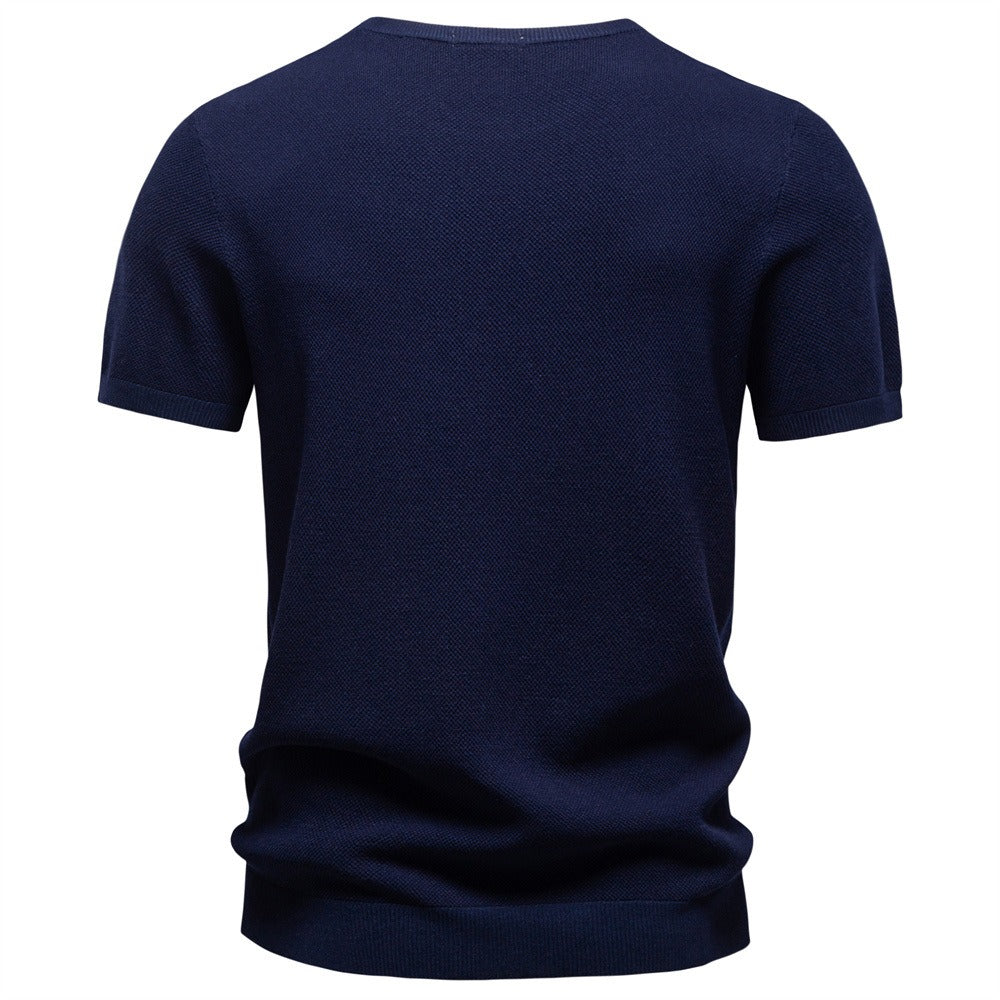 Textured Cotton Crew Neck Tee