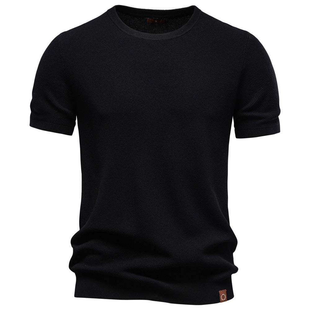 Textured Cotton Crew Neck Tee