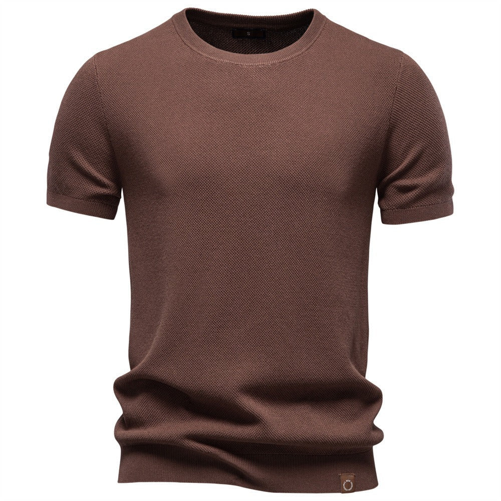 Textured Cotton Crew Neck Tee
