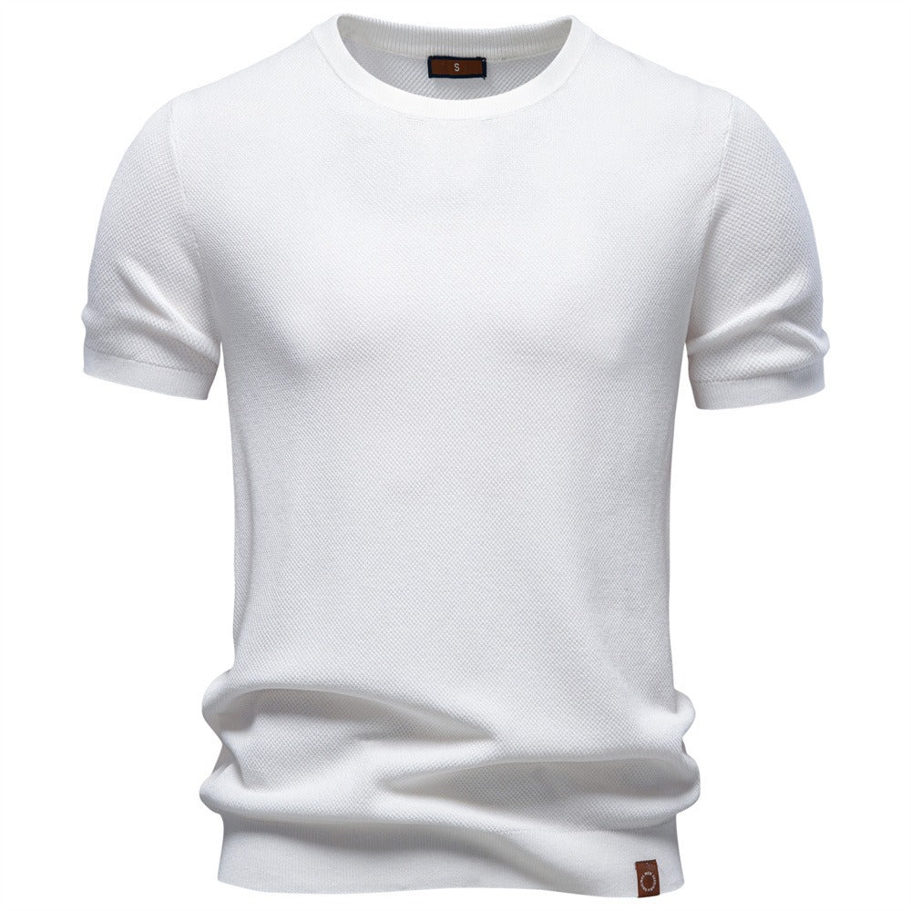 Textured Cotton Crew Neck Tee