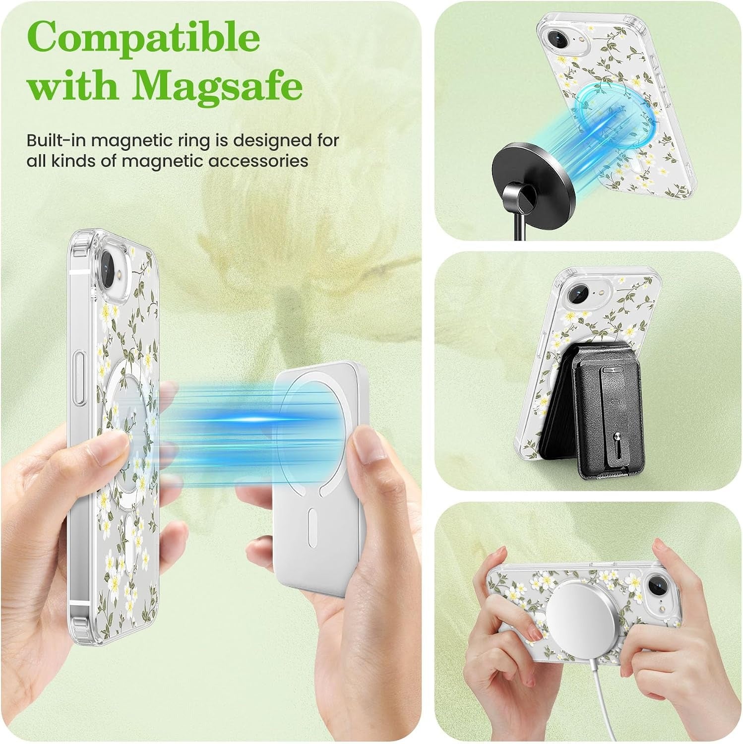 Aesthetic Floral MagSafe Magnetic Shockproof Phone Case