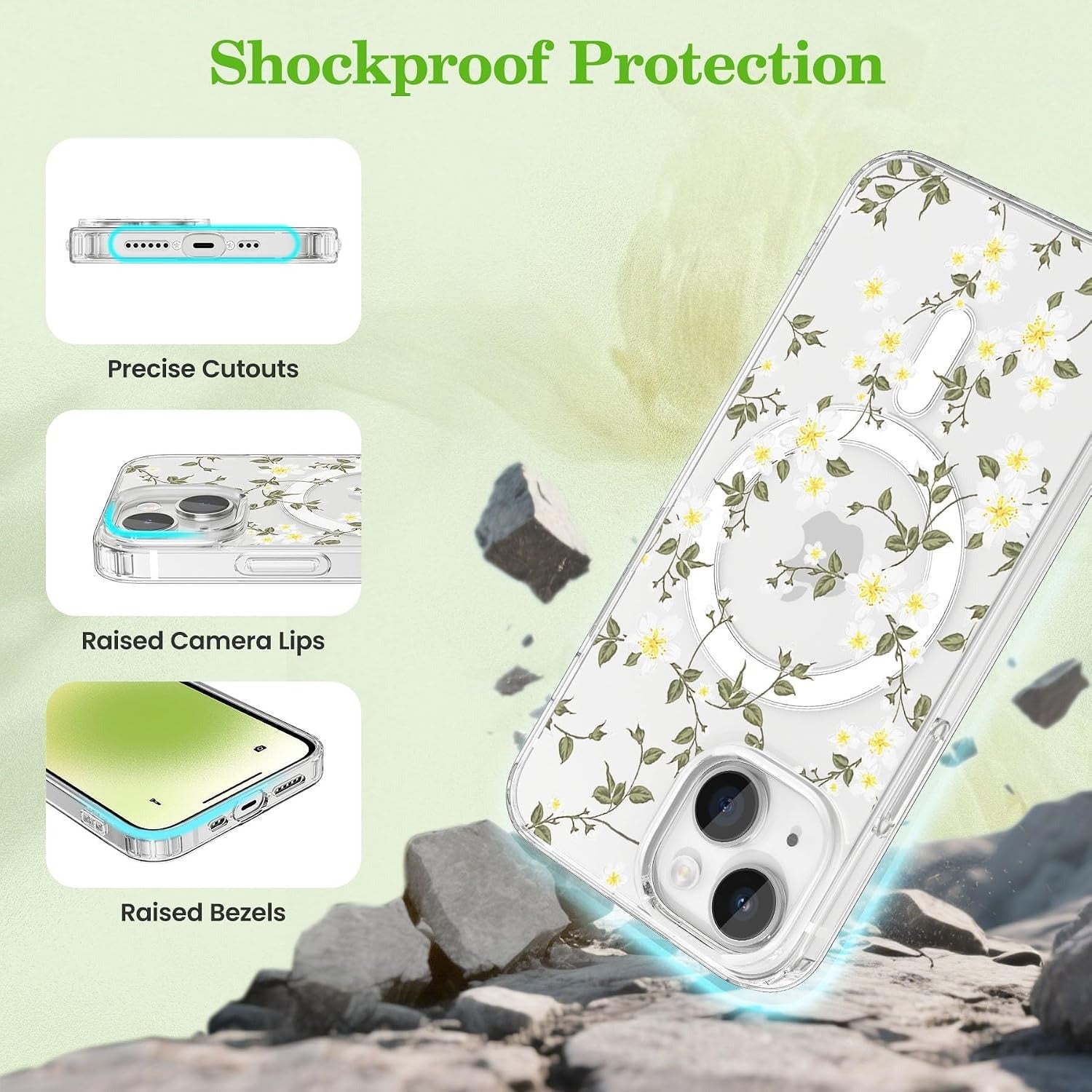 Aesthetic Floral MagSafe Magnetic Shockproof Phone Case